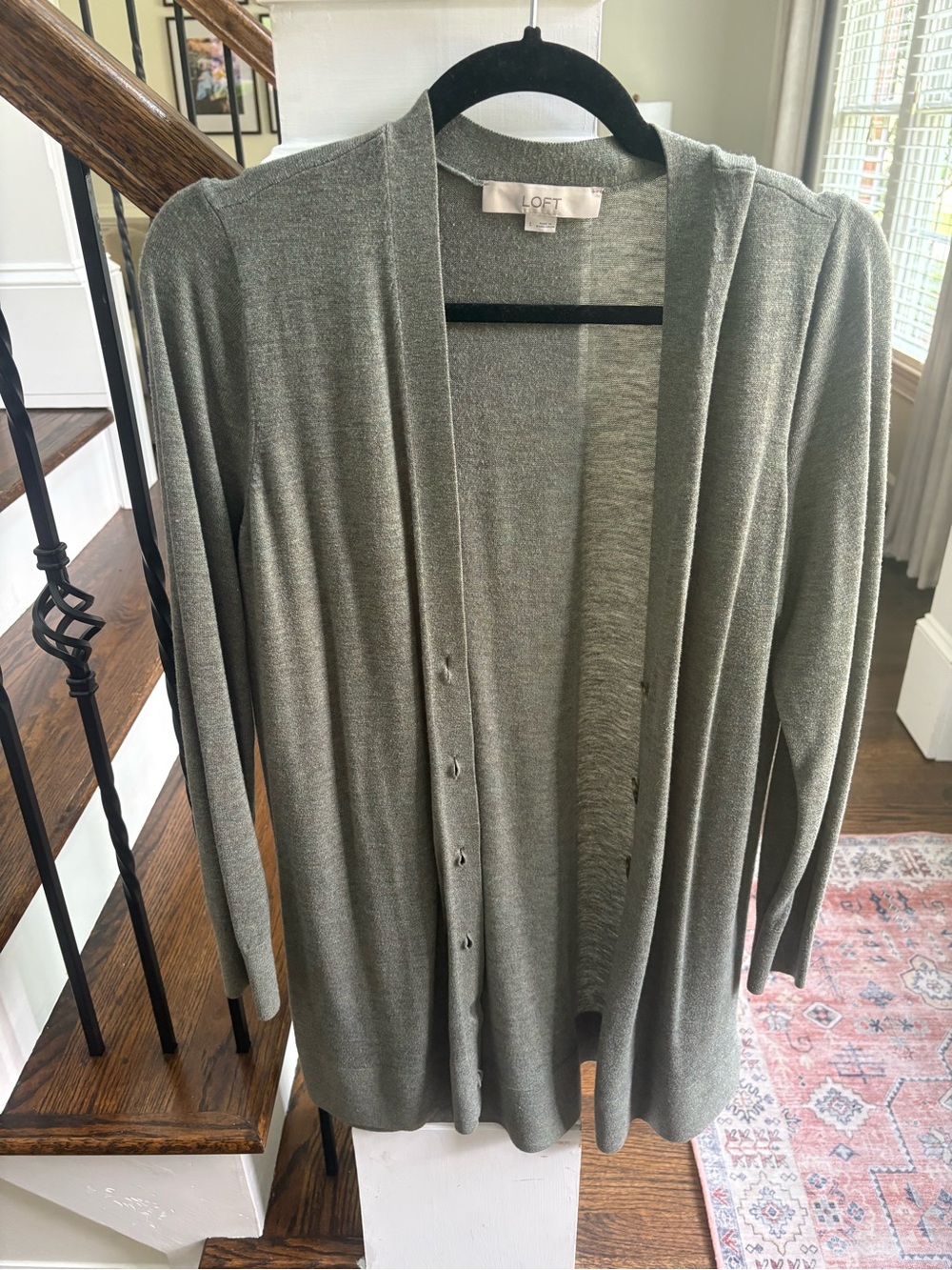 LOFT Olive Green Lightweight Knit Cardigan